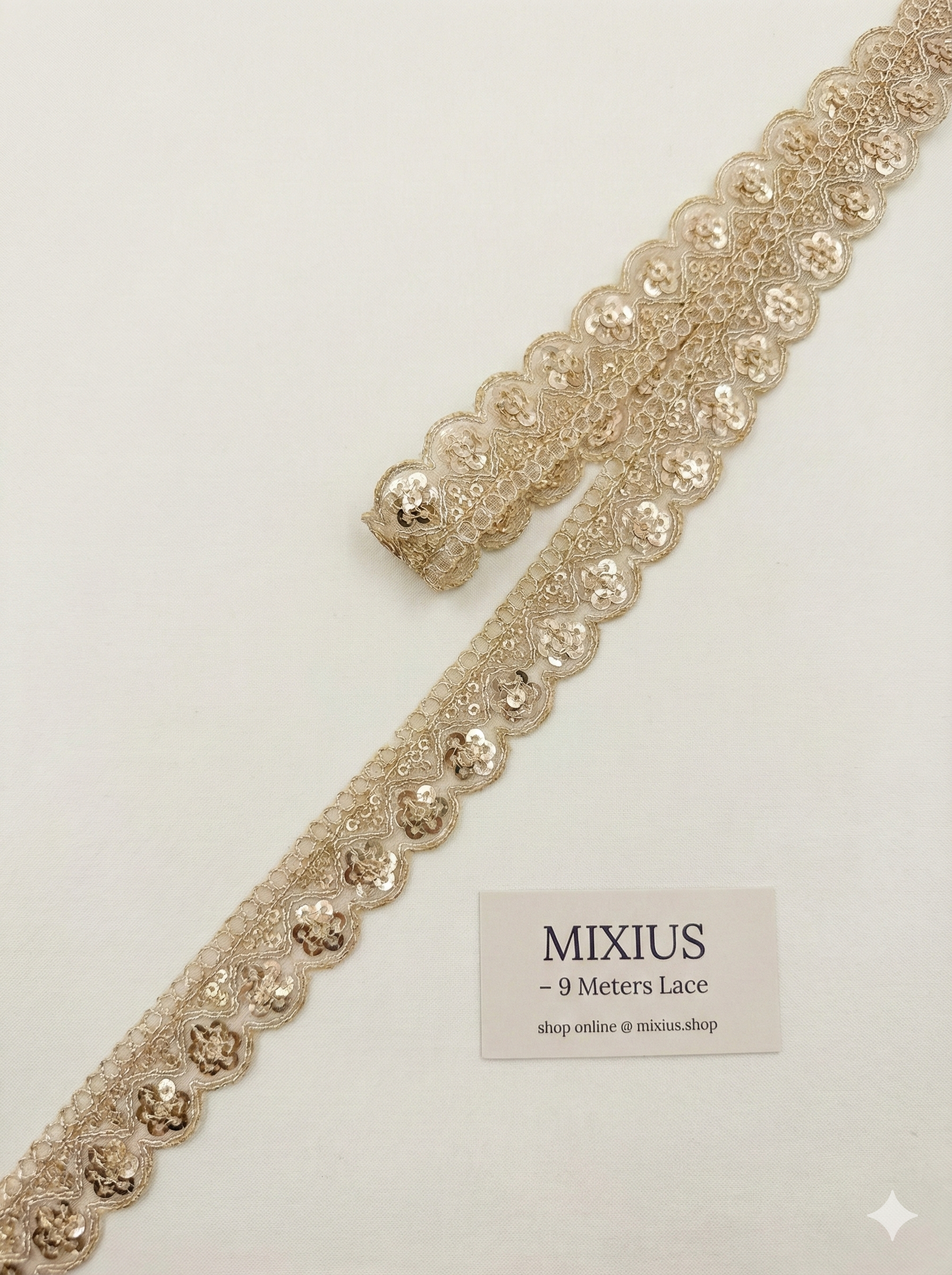 Golden Floral Sequin Lace Border for Saree, Blouse & Dupatta | Designer 1.5 Inch Embroidery Lace Trim 9 meter
