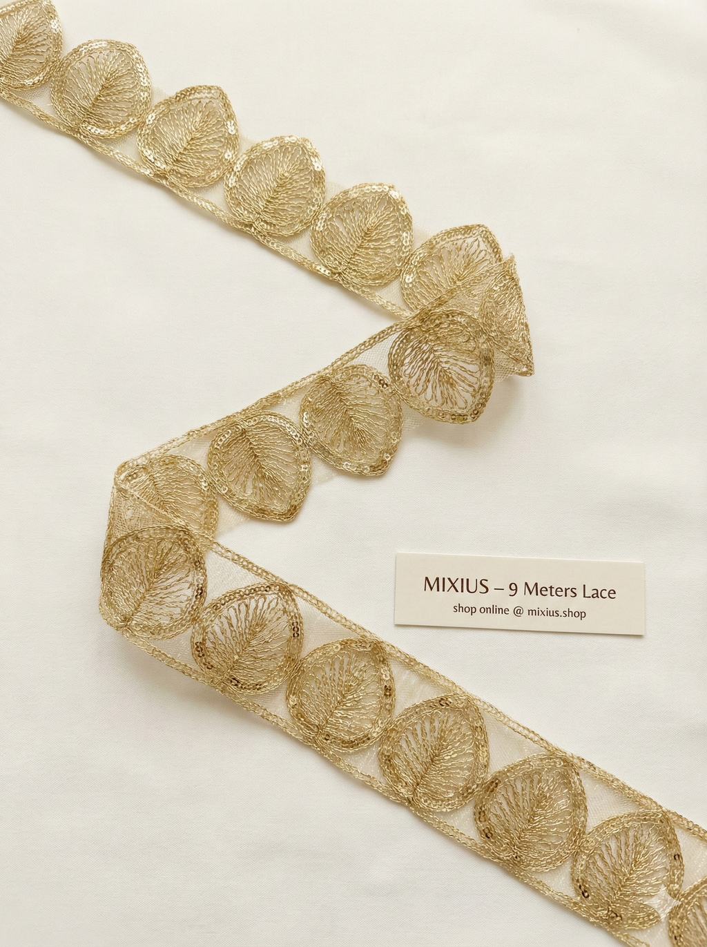 Golden Leaf Design Sequin Lace Border for Saree, Blouse & Dupatta | Heavy Designer Embroidery Lace Trim (3 Inch) 9 meter