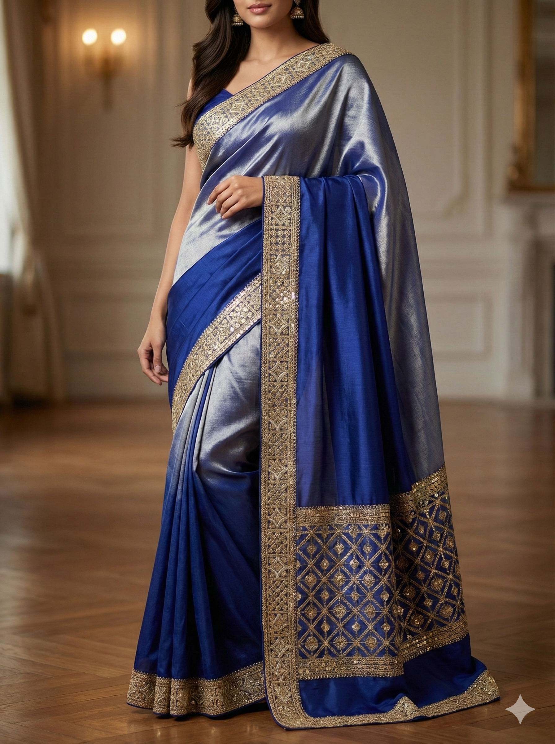 Premium Golden Embroidery Sequins Lace Border | 2 Inch Designer Saree Lace for Blouse, Dupatta, Lehenga & Craft Work 9 meter