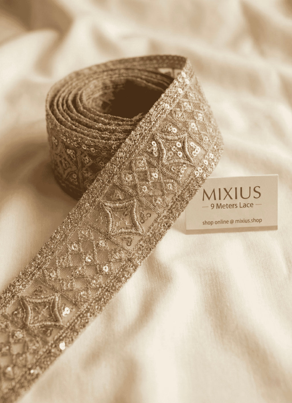 Premium Golden Embroidery Sequins Lace Border | 2 Inch Designer Saree Lace for Blouse, Dupatta, Lehenga & Craft Work 9 meter