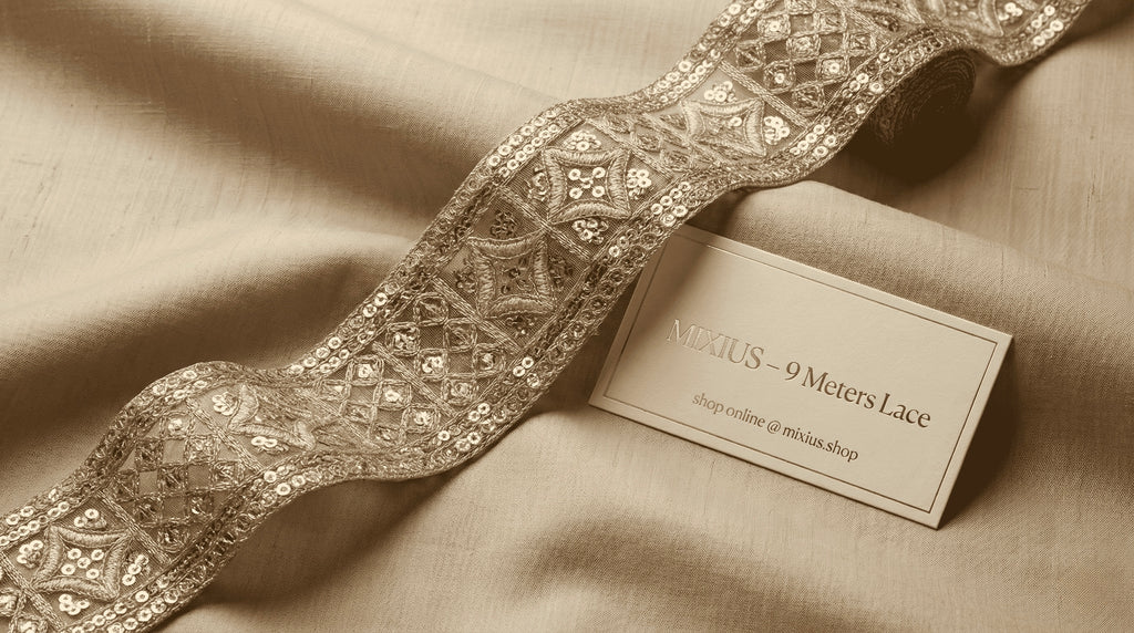 Premium Golden Embroidery Sequins Lace Border | 2 Inch Designer Saree Lace for Blouse, Dupatta, Lehenga & Craft Work 9 meter