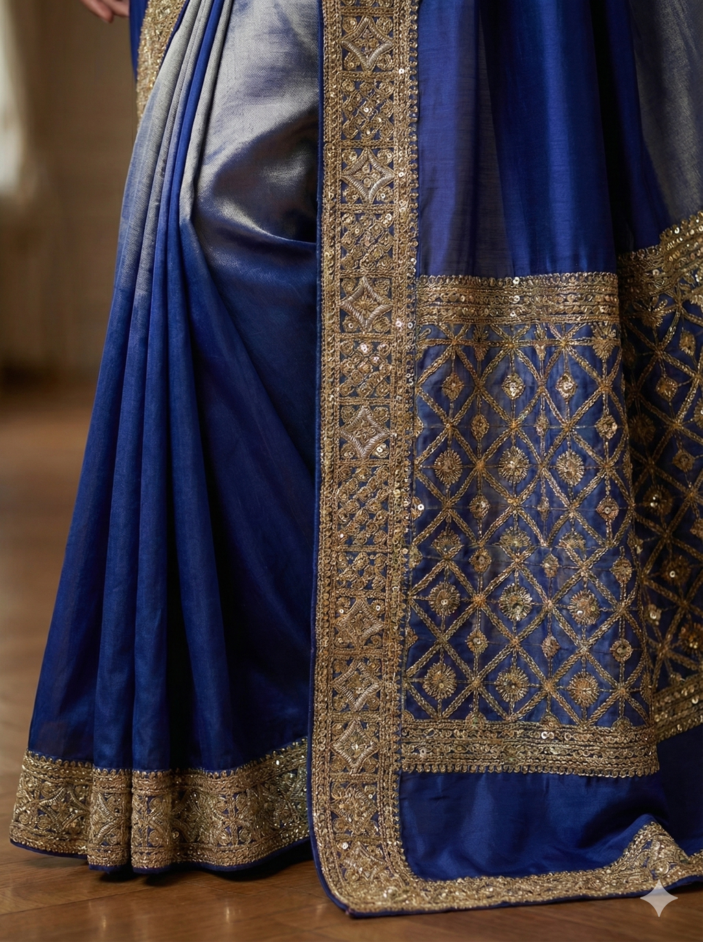 Premium Golden Embroidery Sequins Lace Border | 2 Inch Designer Saree Lace for Blouse, Dupatta, Lehenga & Craft Work 9 meter