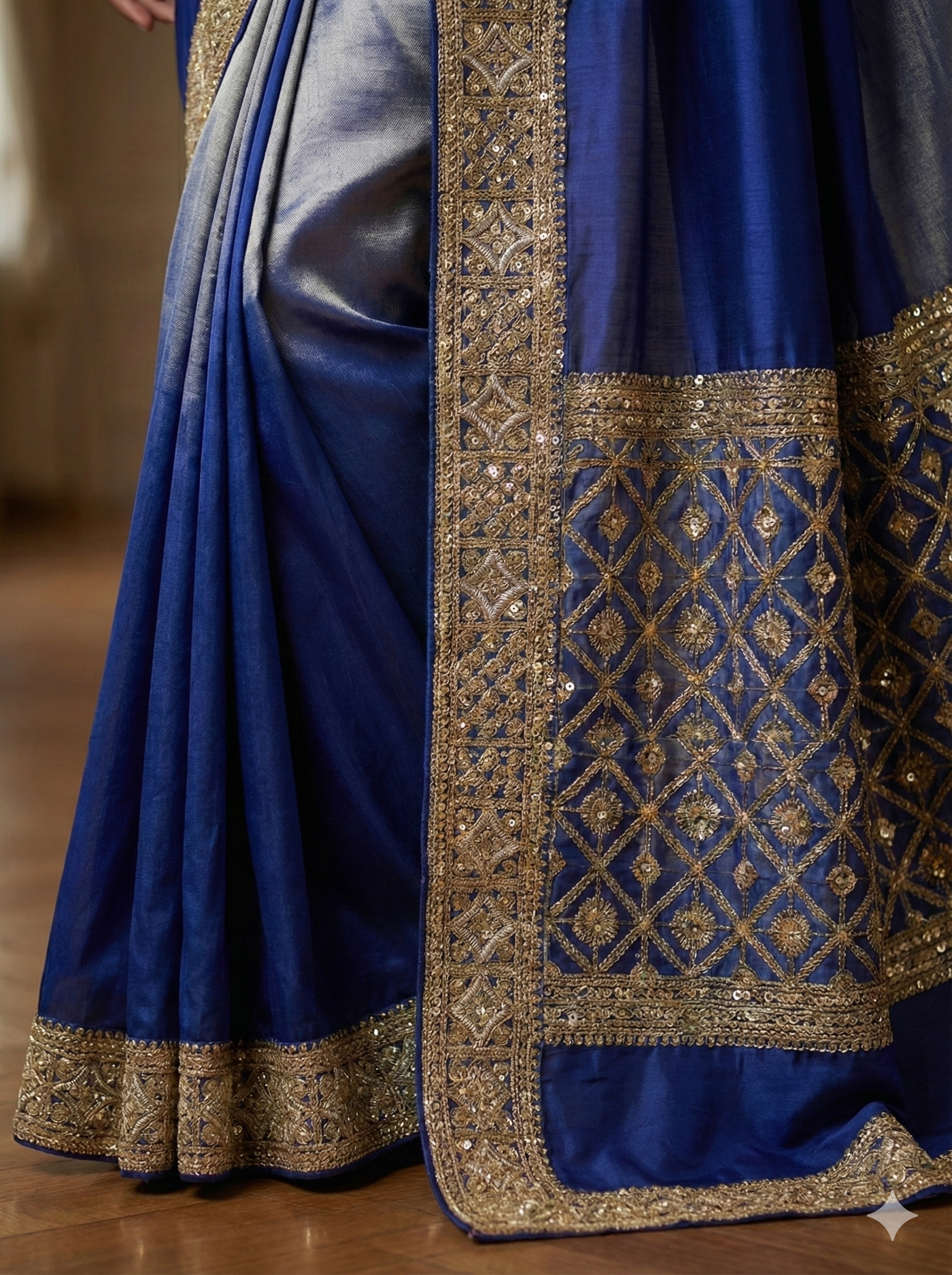 Premium Golden Embroidery Sequins Lace Border | 2 Inch Designer Saree Lace for Blouse, Dupatta, Lehenga & Craft Work 9 meter