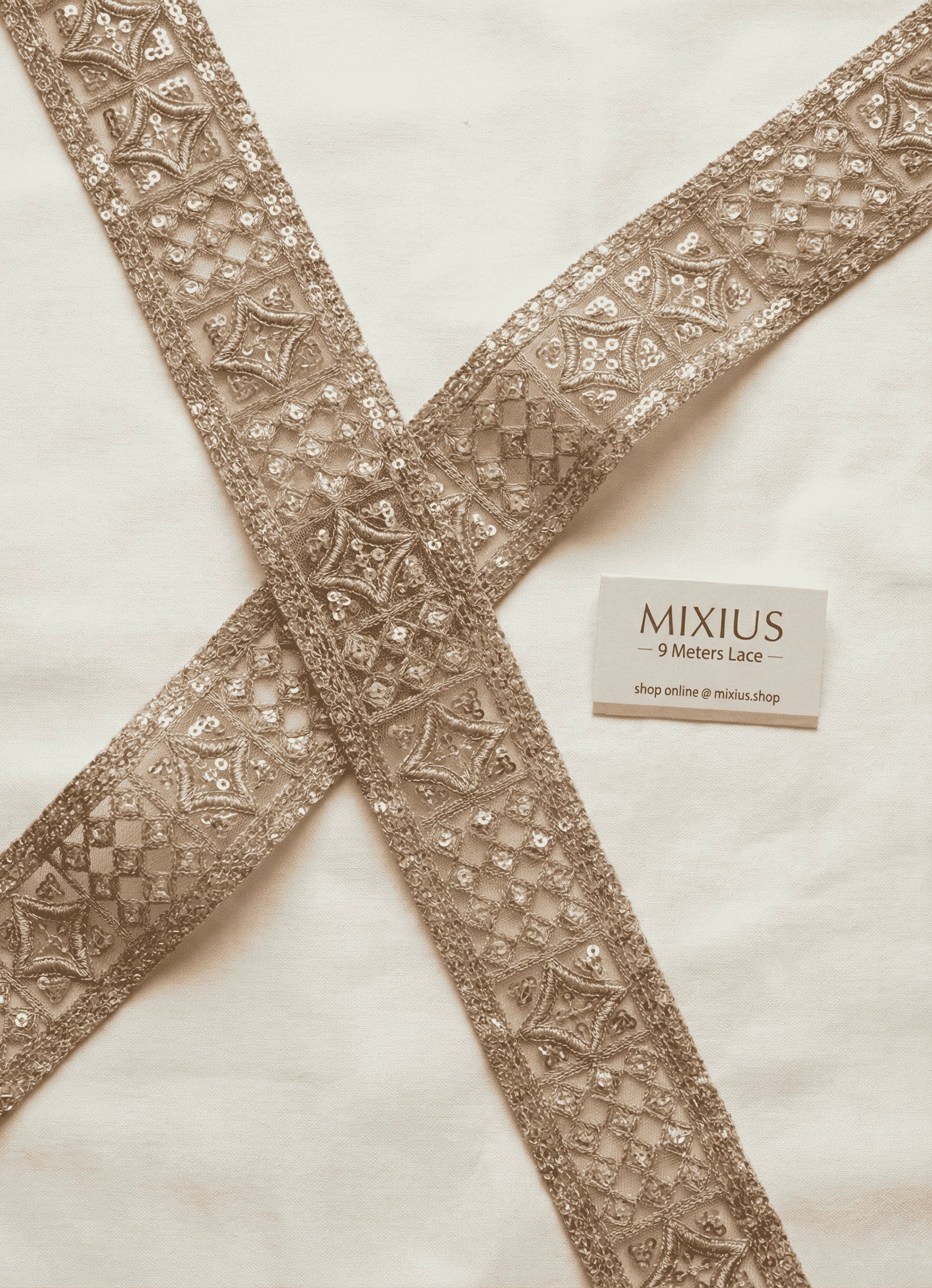 Premium Golden Embroidery Sequins Lace Border | 2 Inch Designer Saree Lace for Blouse, Dupatta, Lehenga & Craft Work 9 meter