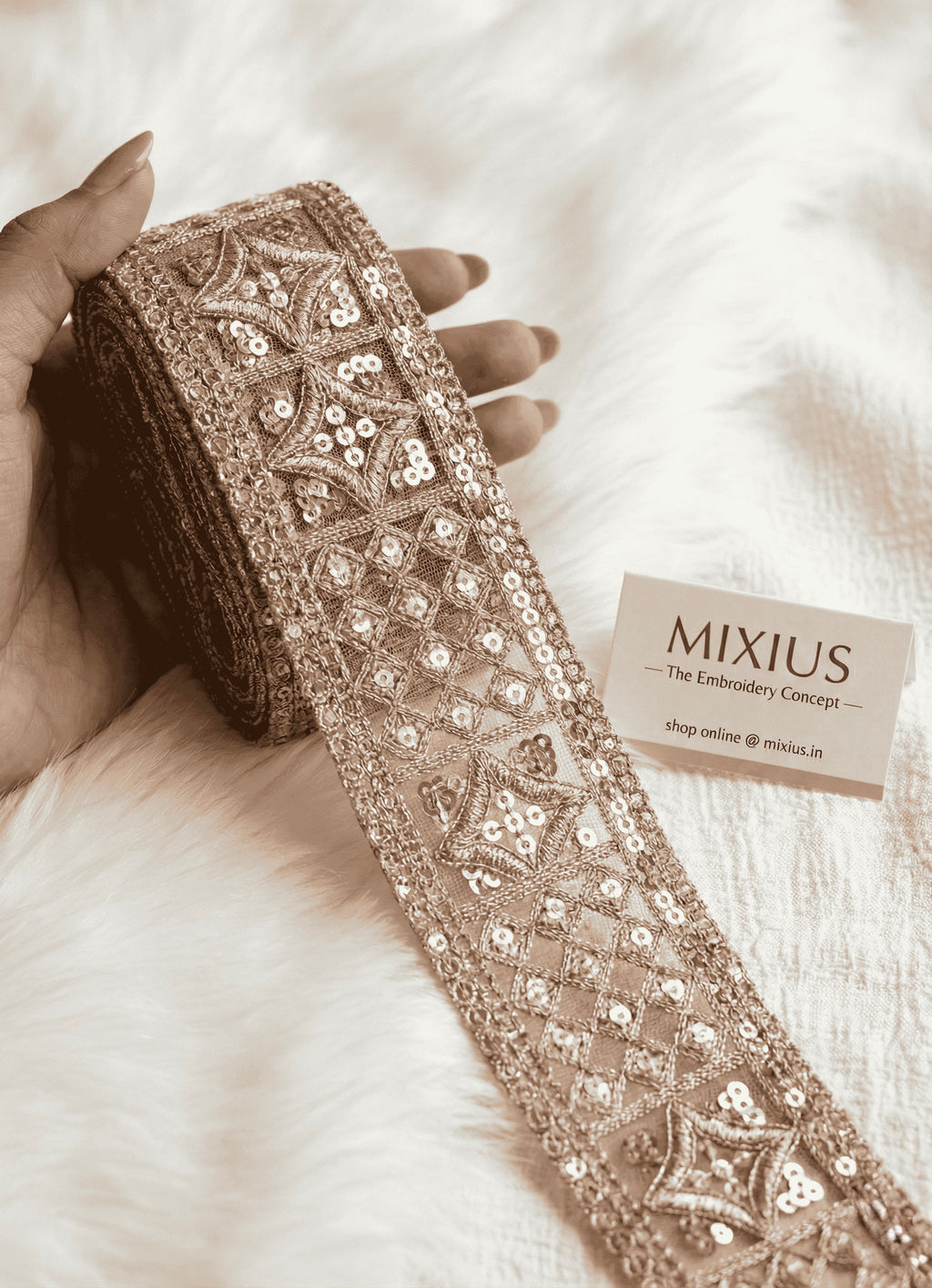 Premium Golden Embroidery Sequins Lace Border | 2 Inch Designer Saree Lace for Blouse, Dupatta, Lehenga & Craft Work 9 meter