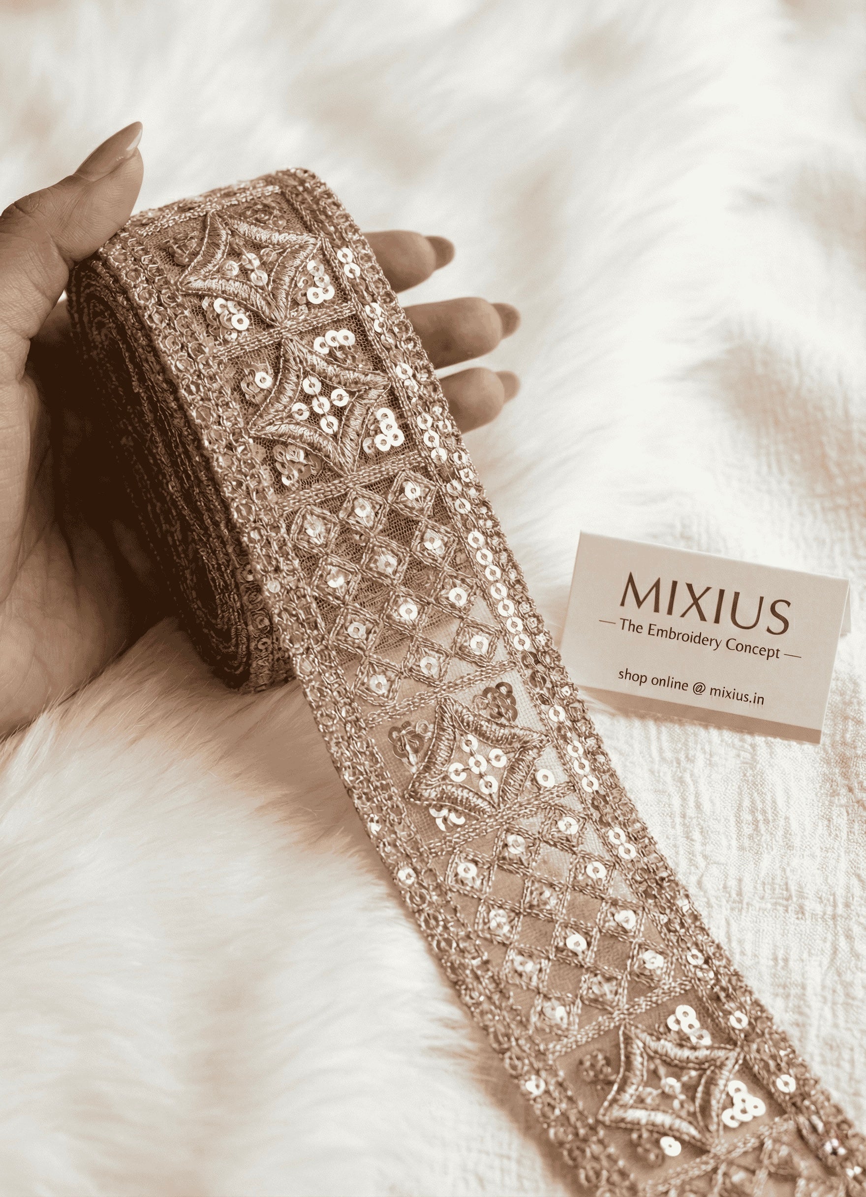 Premium Golden Embroidery Sequins Lace Border | 2 Inch Designer Saree Lace for Blouse, Dupatta, Lehenga & Craft Work 9 meter