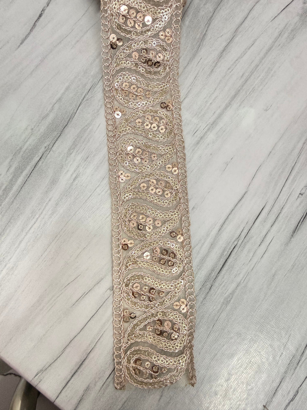 Golden Sequin Geometric Embroidery Lace Border for Saree, Dupatta & Dress Designing (Premium Fancy Latkan Lace) 9 meter