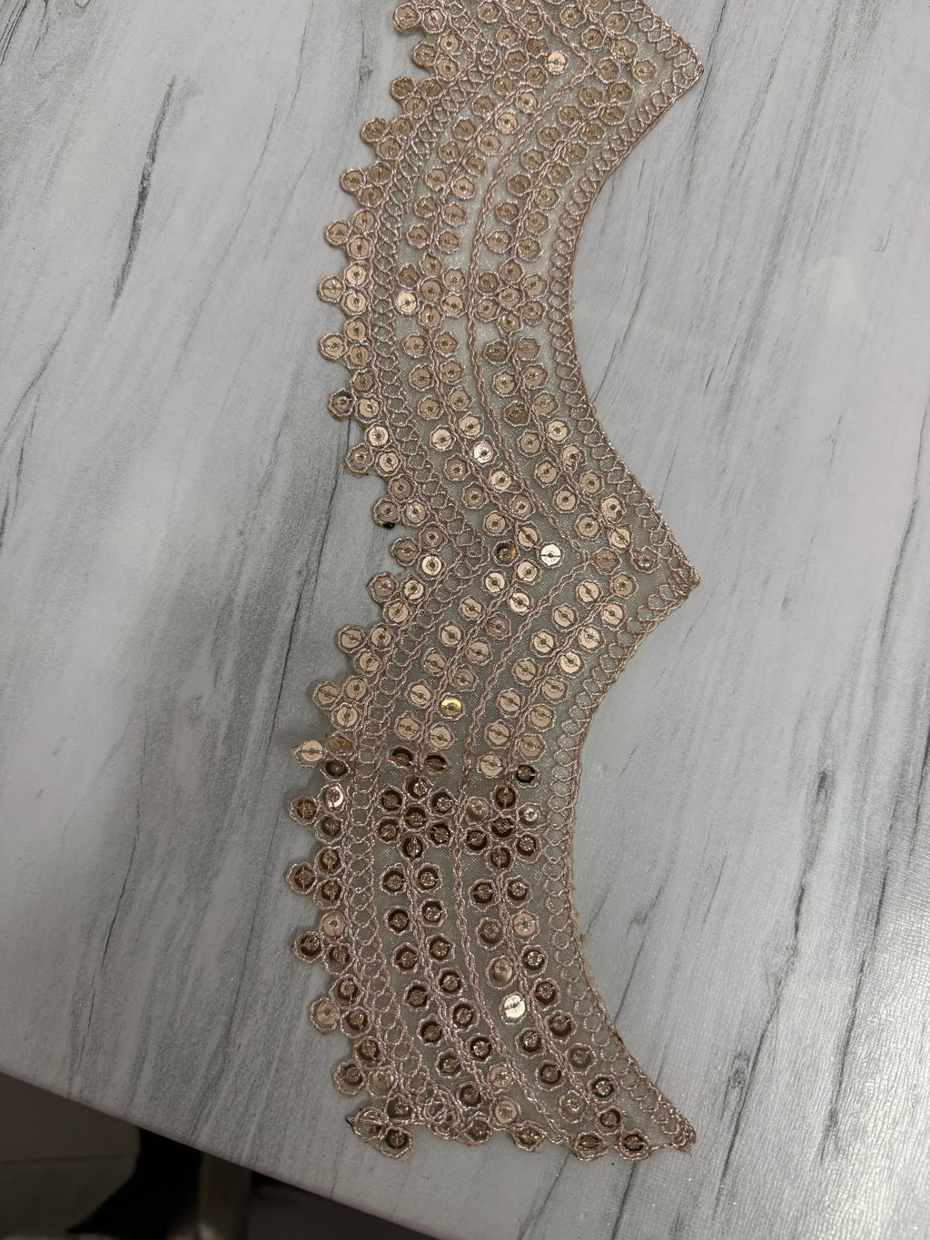 Premium Gold Sequin Embroidered Wave Pattern Lace Border for Saree, Dupatta, Lehenga & Dress Designing 9 meter