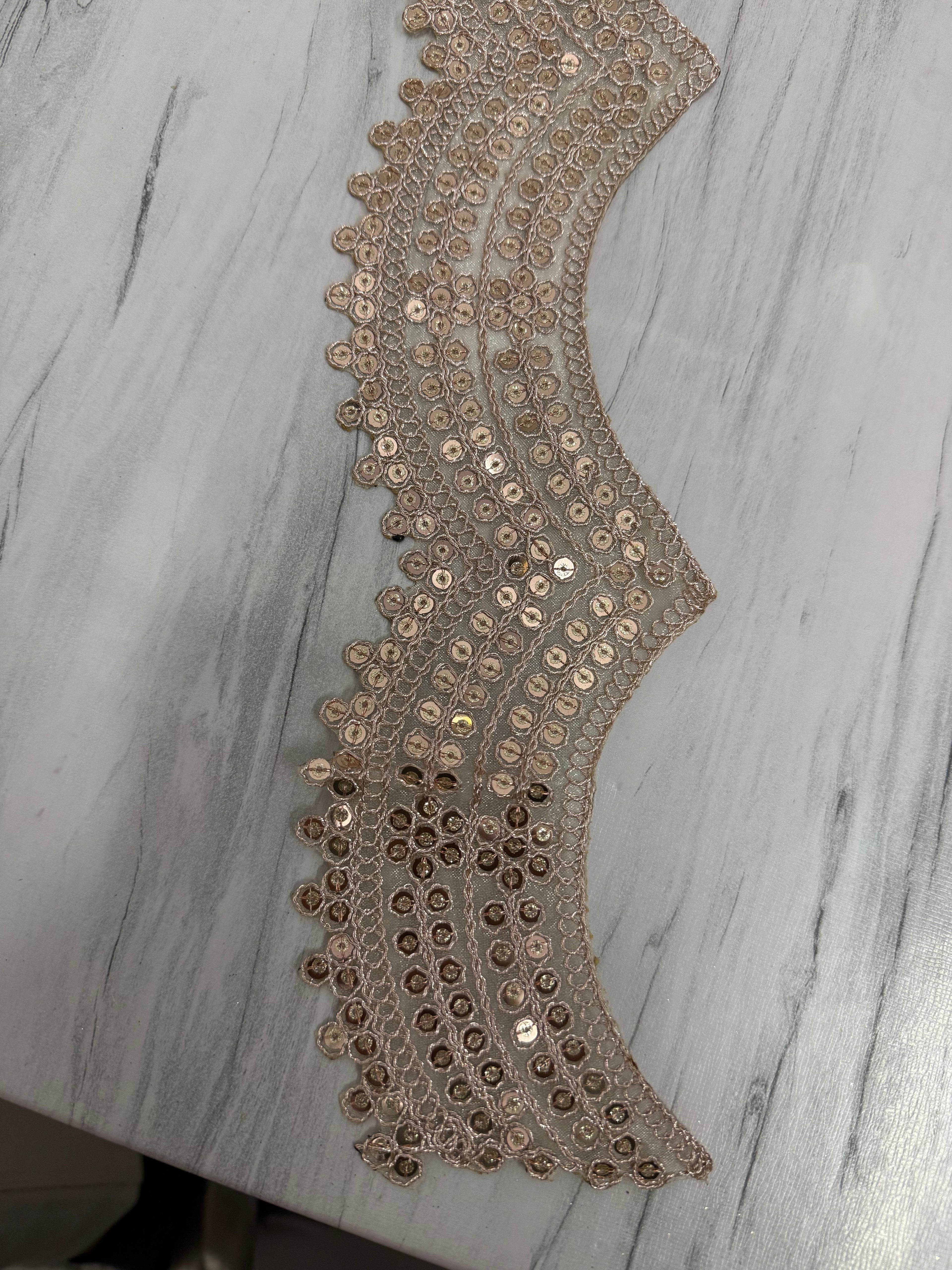 Premium Gold Sequin Embroidered Wave Pattern Lace Border for Saree, Dupatta, Lehenga & Dress Designing 9 meter